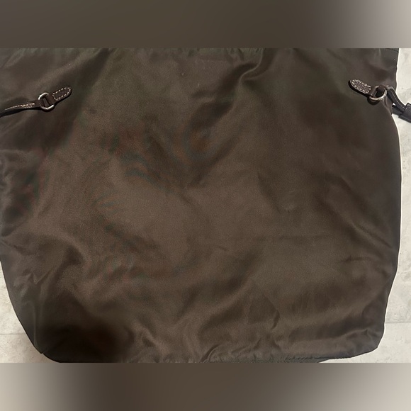 Prada Nylon Ribbon Tote Bag In An Olive Green Color With A Bow Detail. - Picture 13 of 13